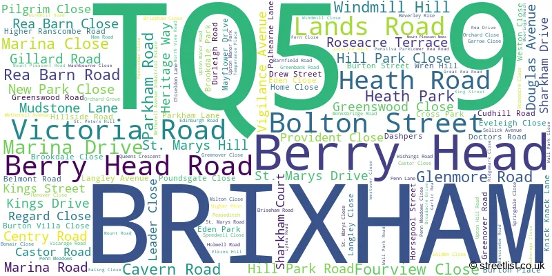A word cloud for the TQ5 9 postcode